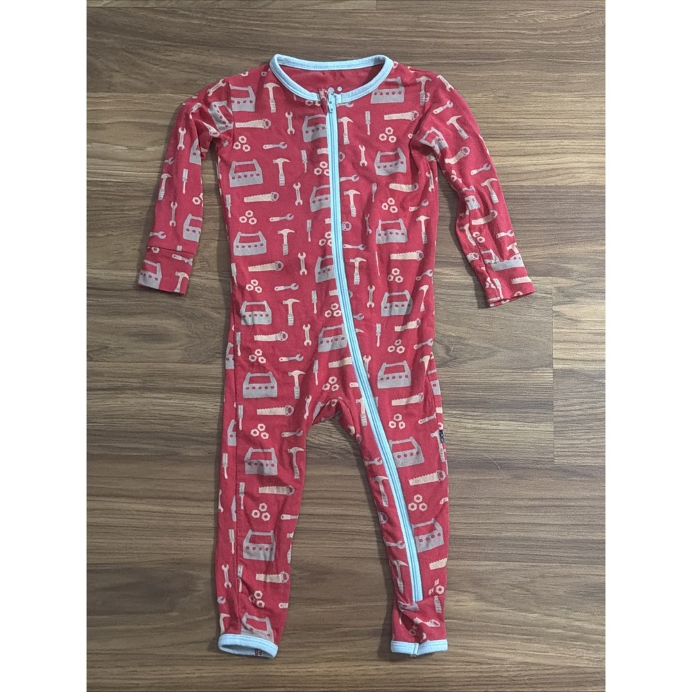 Kickee Pants Baby Boys Toolbox Tools 9-12 Mos Red Sleeper  Pajamas